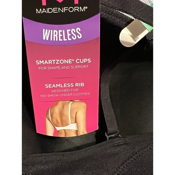 Maidenform Bra Size Large Wireless Seamless Rib Smart Zone Cups Black NWT - Picture 3 of 4